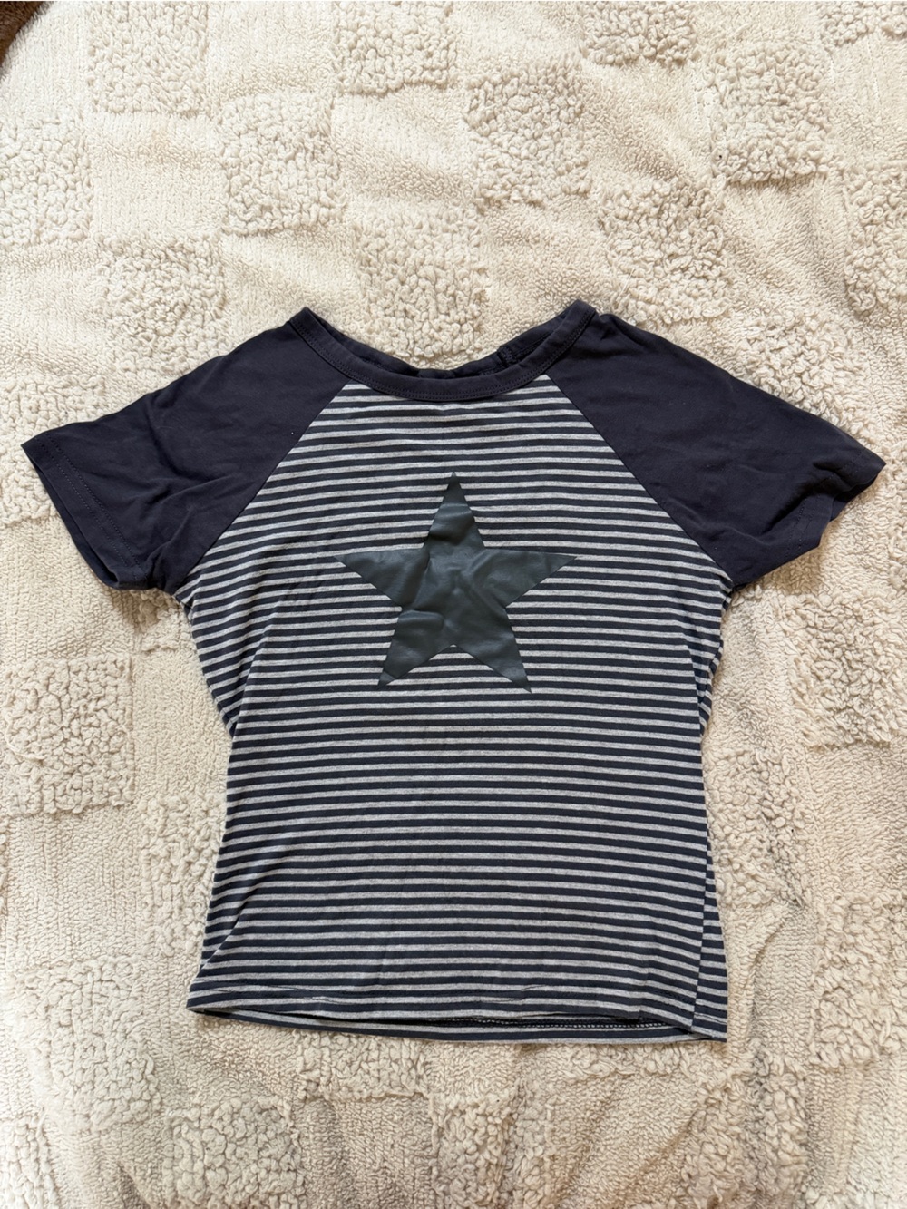 Rue21 dark and light Gray Striped Crop Top with Star Graphic